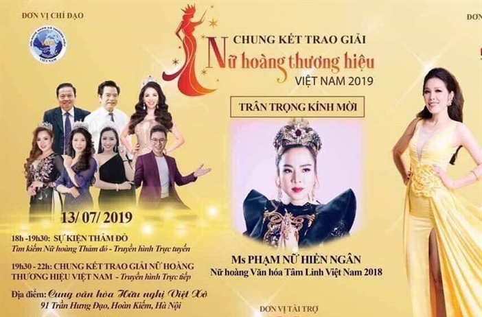 Chính thức hủy chương trình “Nữ hoàng thương hiệu Việt Nam năm 2019”...